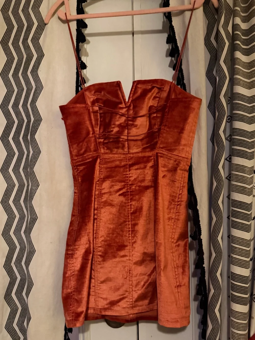 Free People Rust Orange Strapless Mini Dress